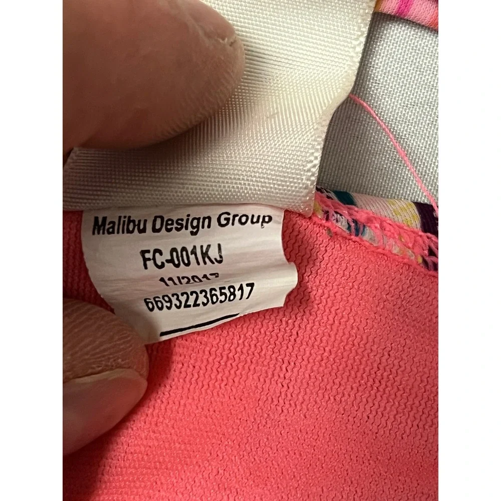 Malibu Design Group Girls Striped Pom-Pom Tankini Swimsuit Set Pink Multi Sz 12